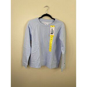Champion Womens Collage Blue Crewneck Sweatshirt Small Raglan Long Sleeve NEW